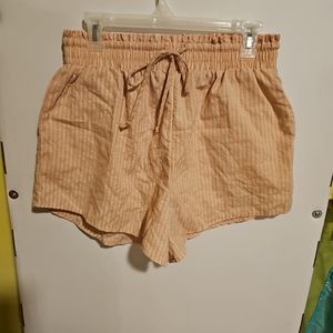 Women's Medium Wild Fable Lounge Shorts Pink Cream Stripe Drawstring Waist